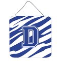 Micasa 6 x 6 in. Letter D Initial Tiger Stripe Blue and White Aluminium Metal Wall or Door Hanging Prints MI233535